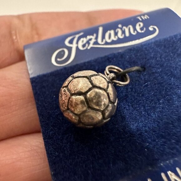 Vintage Jezlaine Sterling Silver Soccer Ball Charm Fine Jewelry New Stamped - Picture 3 of 5